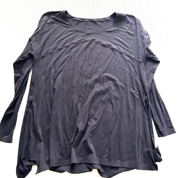 Lululemon Side Slit Tunic Tee Black 8 10 Long Sleeve - Picture 1 of 5